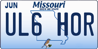 MO license plate UL6H0R