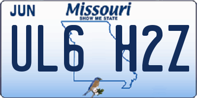 MO license plate UL6H2Z