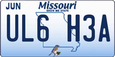 MO license plate UL6H3A