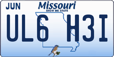 MO license plate UL6H3I