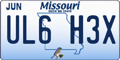 MO license plate UL6H3X