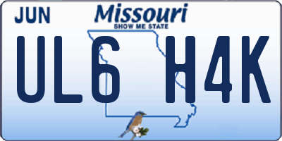 MO license plate UL6H4K