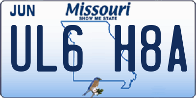 MO license plate UL6H8A