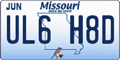 MO license plate UL6H8D