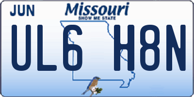 MO license plate UL6H8N