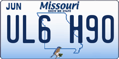 MO license plate UL6H9O
