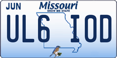 MO license plate UL6I0D