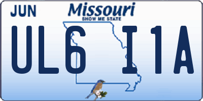 MO license plate UL6I1A