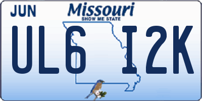 MO license plate UL6I2K