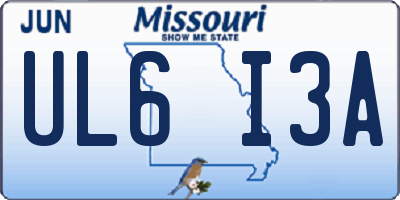 MO license plate UL6I3A