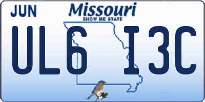 MO license plate UL6I3C