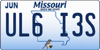 MO license plate UL6I3S