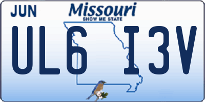 MO license plate UL6I3V