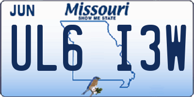 MO license plate UL6I3W