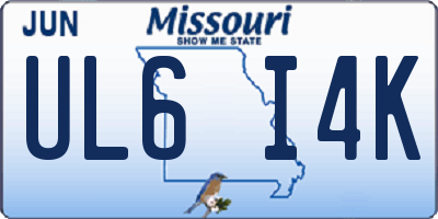 MO license plate UL6I4K