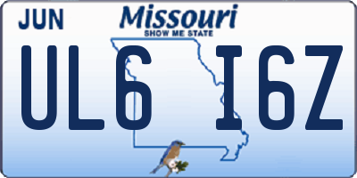 MO license plate UL6I6Z