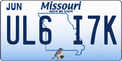 MO license plate UL6I7K