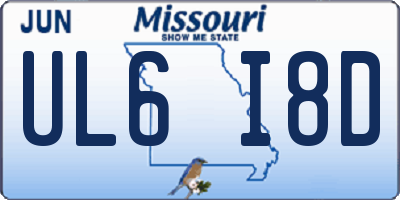 MO license plate UL6I8D