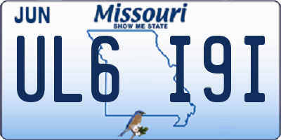 MO license plate UL6I9I