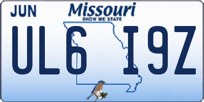 MO license plate UL6I9Z