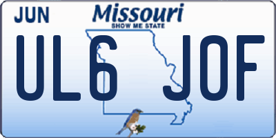 MO license plate UL6J0F