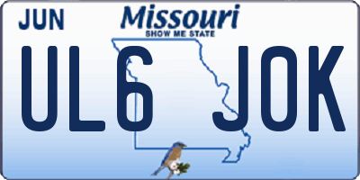 MO license plate UL6J0K
