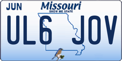 MO license plate UL6J0V