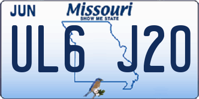 MO license plate UL6J2O