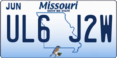 MO license plate UL6J2W