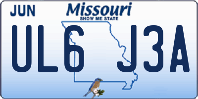 MO license plate UL6J3A