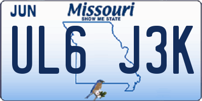 MO license plate UL6J3K