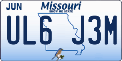 MO license plate UL6J3M