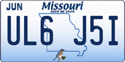 MO license plate UL6J5I
