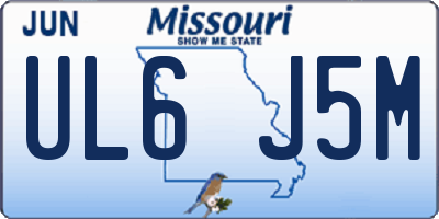 MO license plate UL6J5M