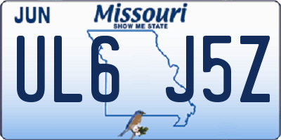 MO license plate UL6J5Z