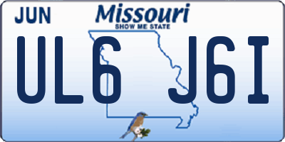 MO license plate UL6J6I