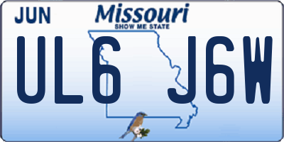 MO license plate UL6J6W