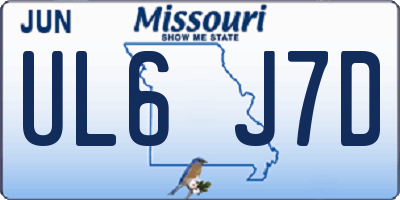 MO license plate UL6J7D