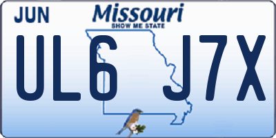 MO license plate UL6J7X