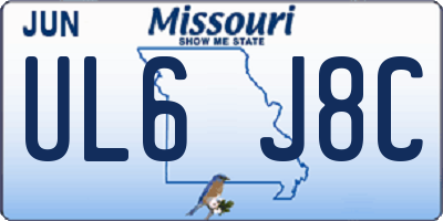MO license plate UL6J8C