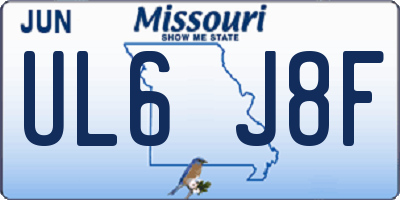 MO license plate UL6J8F