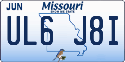 MO license plate UL6J8I