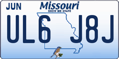 MO license plate UL6J8J