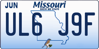MO license plate UL6J9F