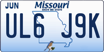MO license plate UL6J9K