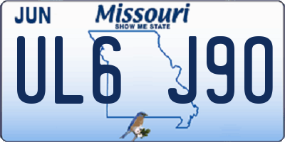 MO license plate UL6J9O
