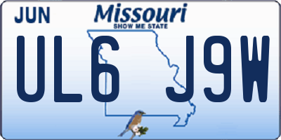 MO license plate UL6J9W