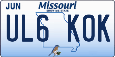 MO license plate UL6K0K