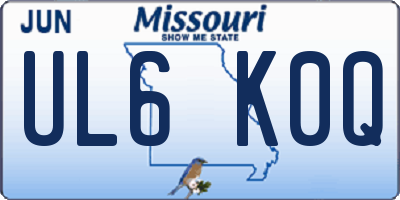 MO license plate UL6K0Q