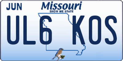 MO license plate UL6K0S